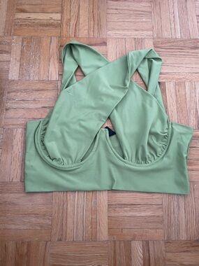 Green Cross-Back Crop Top